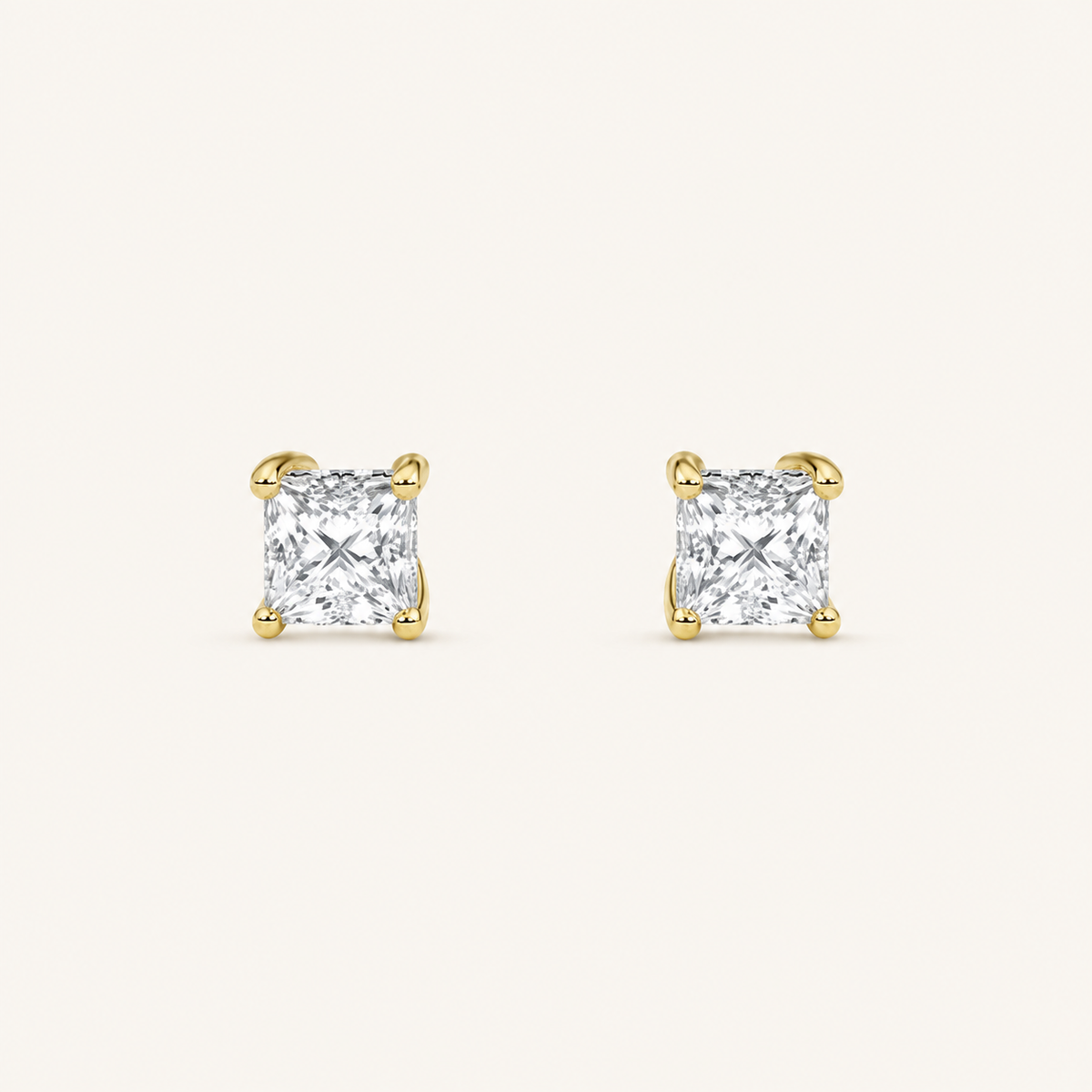 3CT Princess Cut Lab Grown Diamond Hidden Halo Stud Earrings