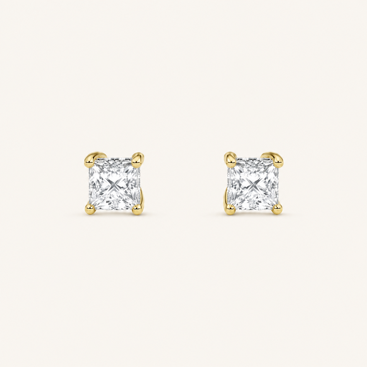 3CT Princess Cut Lab Grown Diamond Hidden Halo Stud Earrings