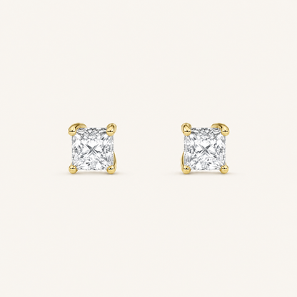 3CT Princess Cut Lab Grown Diamond Hidden Halo Stud Earrings