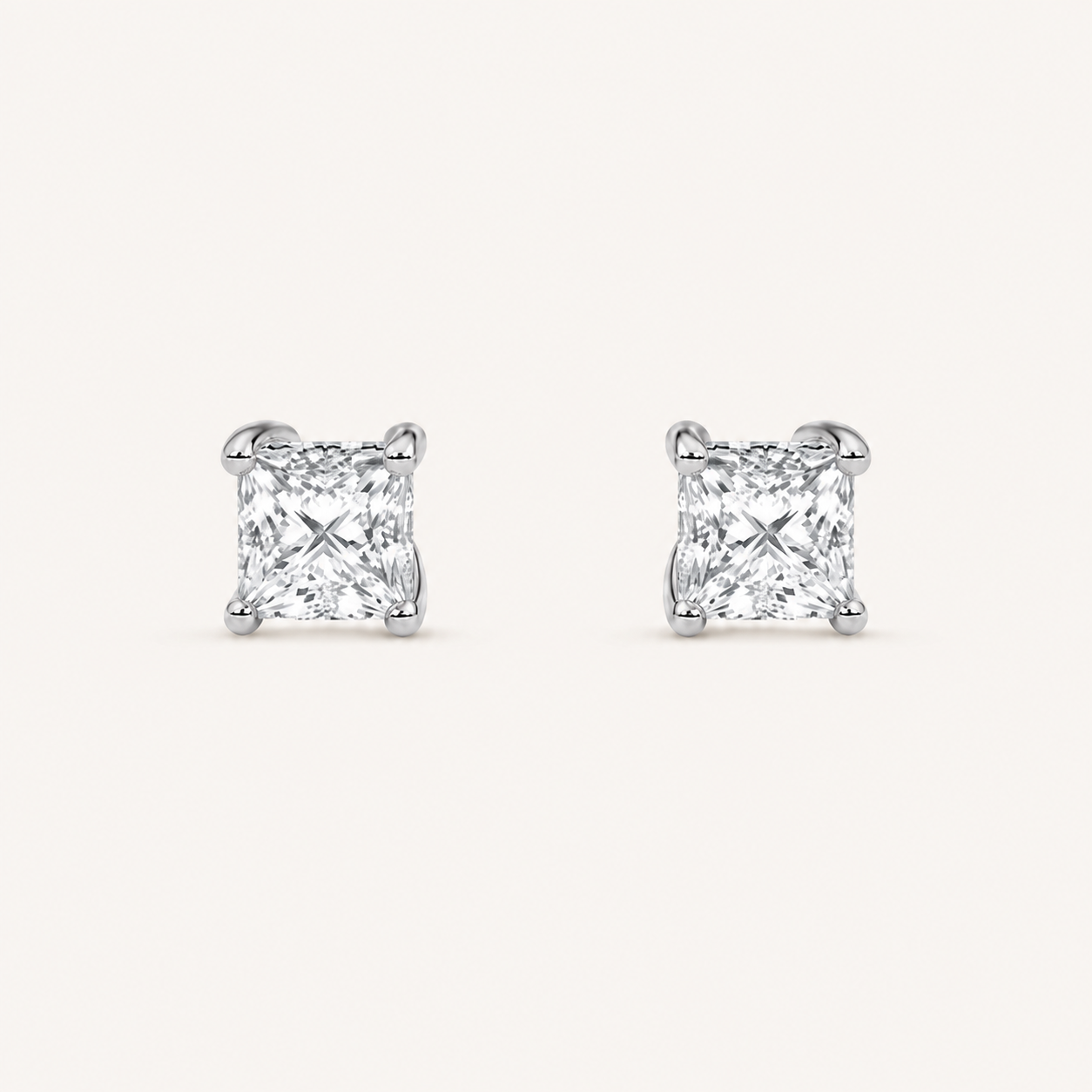 3CT Princess Cut Lab Grown Diamond Hidden Halo Stud Earrings