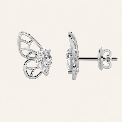2CT Pear Cut Lab Grown Diamond Butterfly Fashion Earrings