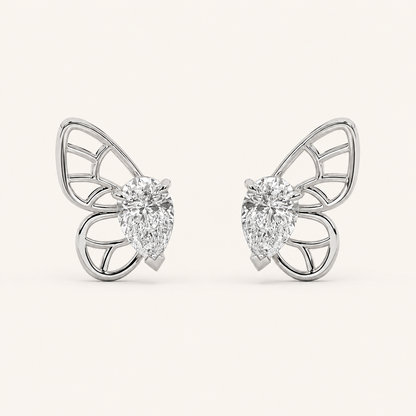 2CT Pear Cut Lab Grown Diamond Butterfly Fashion Earrings