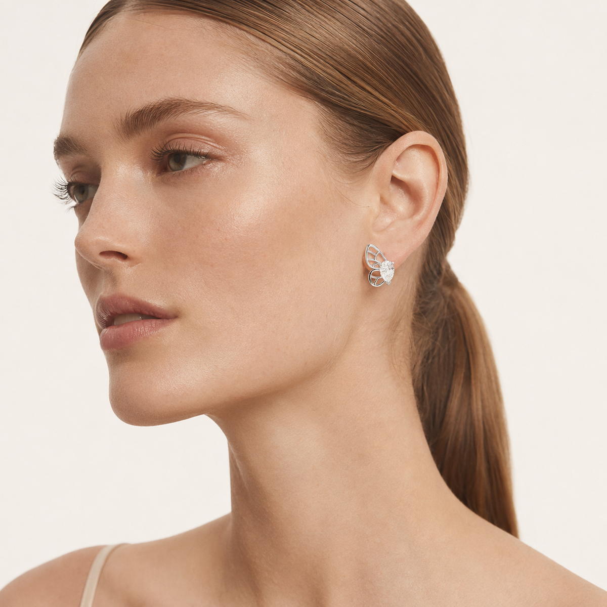 2CT Pear Cut Lab Grown Diamond Butterfly Fashion Earrings