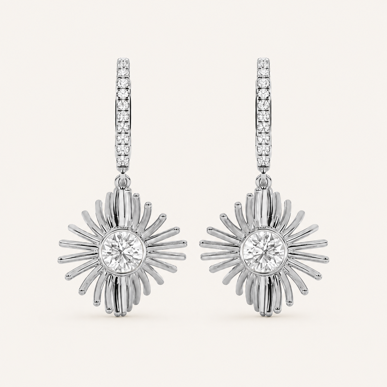 1CT Round Cut Lab Grown Diamond Dangle Fashion Earrings