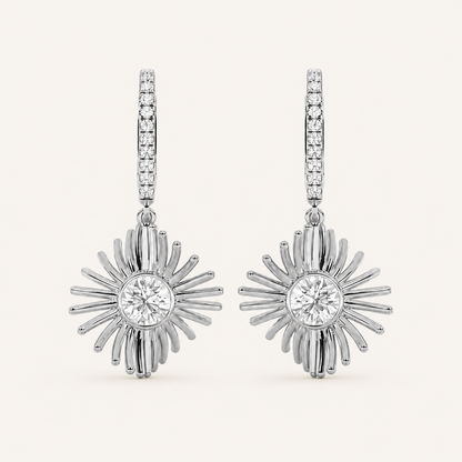 1CT Round Cut Lab Grown Diamond Dangle Fashion Earrings