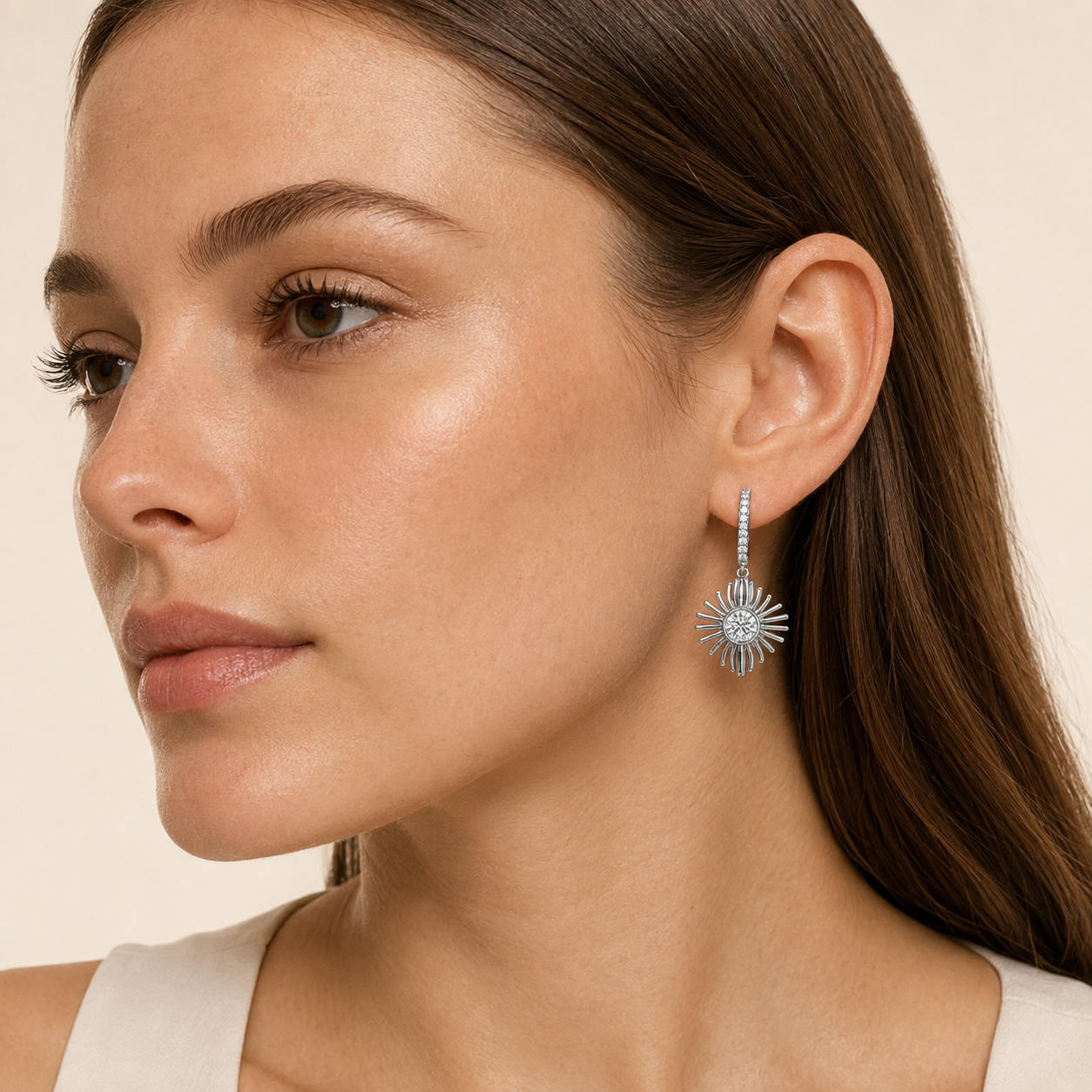 1CT Round Cut Lab Grown Diamond Dangle Fashion Earrings