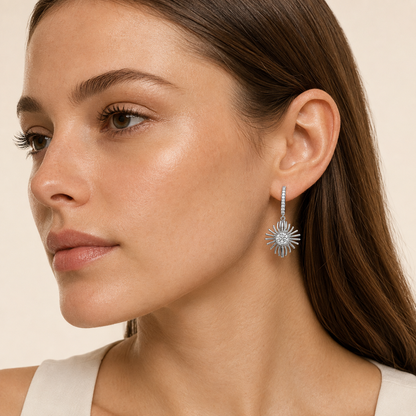 1CT Round Cut Lab Grown Diamond Dangle Fashion Earrings