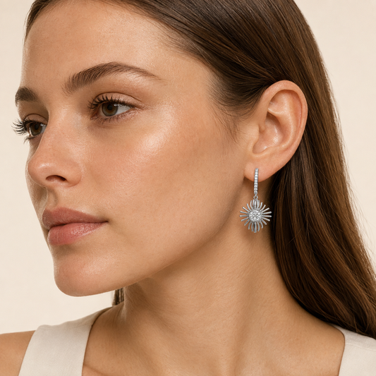 1CT Round Cut Lab Grown Diamond Dangle Fashion Earrings