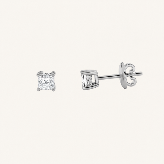 2CT Princess Cut Lab Grown Diamond Hidden Halo Stud Earrings