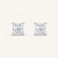 2CT Princess Cut Lab Grown Diamond Hidden Halo Stud Earrings