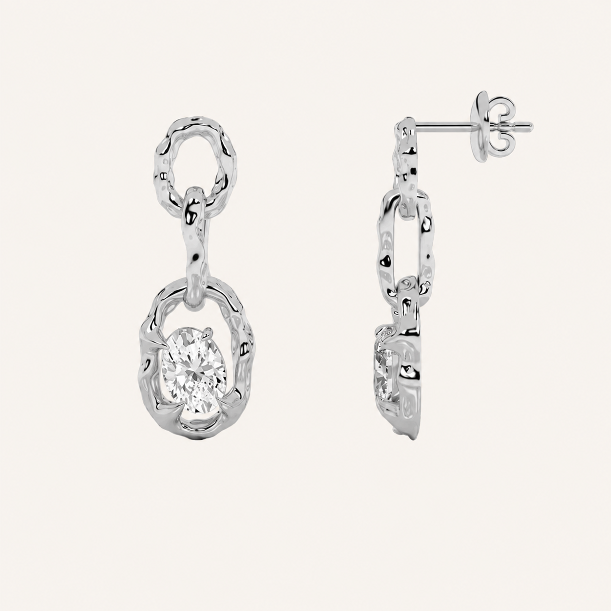 2CT Oval Cut Lab Grown Diamond Earrings