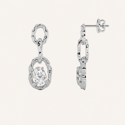 2CT Oval Cut Lab Grown Diamond Earrings