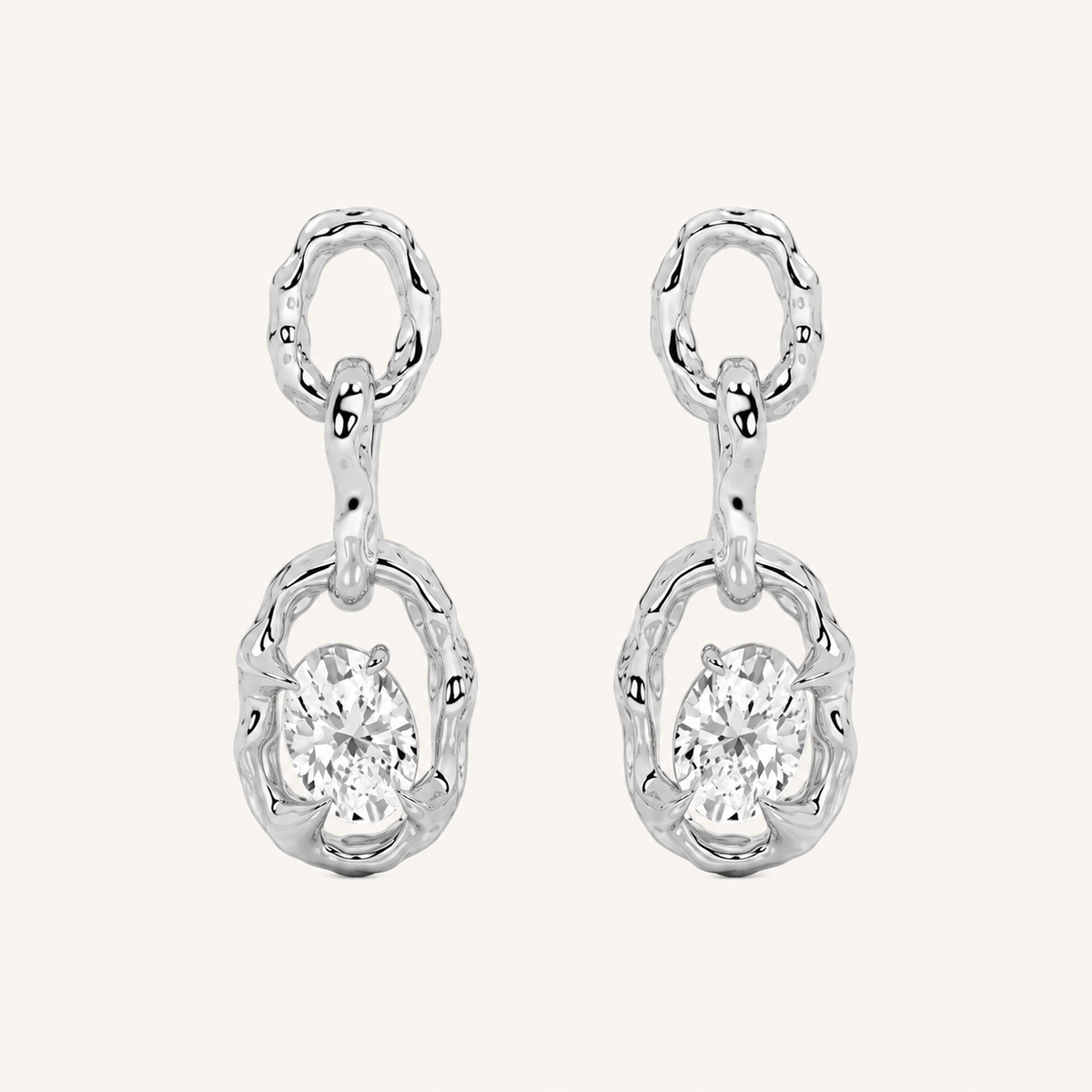 2CT Oval Cut Lab Grown Diamond Earrings