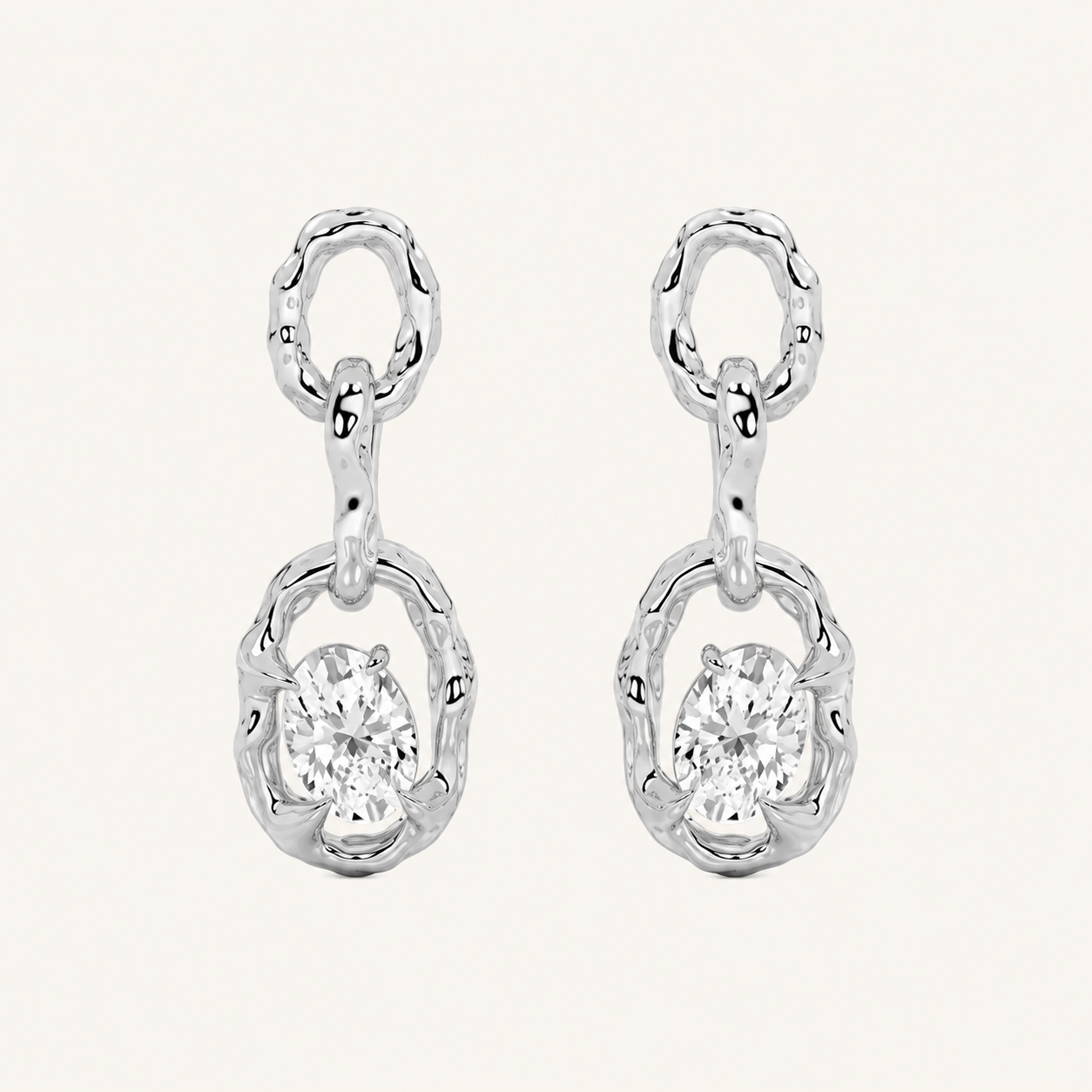 2CT Oval Cut Lab Grown Diamond Earrings