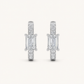 1.5CT Emerald Cut Lab Grown Diamond Solitaire Accent Huggie Earrings