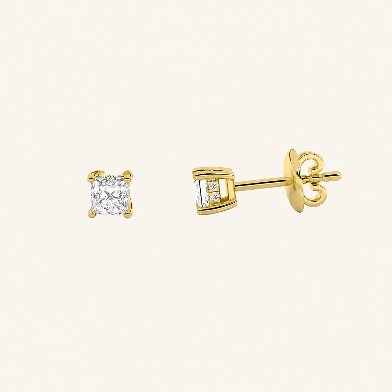 1.25CT Princess Cut Lab Grown Diamond Hidden Halo Stud Earrings
