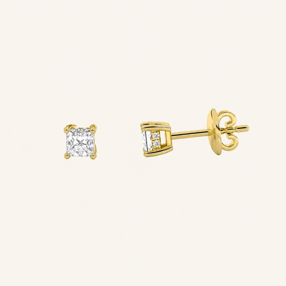 1.25CT Princess Cut Lab Grown Diamond Hidden Halo Stud Earrings
