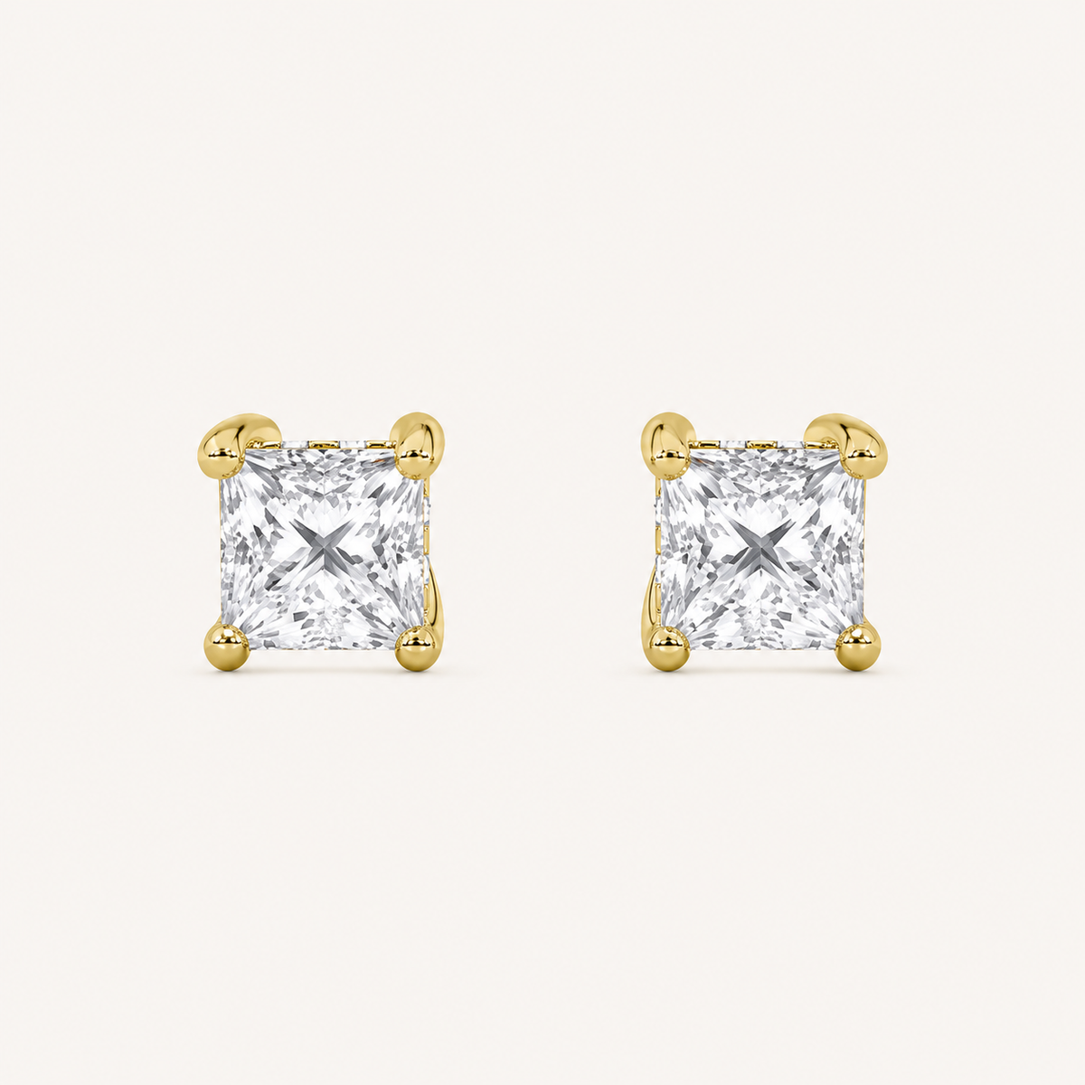 1.25CT Princess Cut Lab Grown Diamond Hidden Halo Stud Earrings