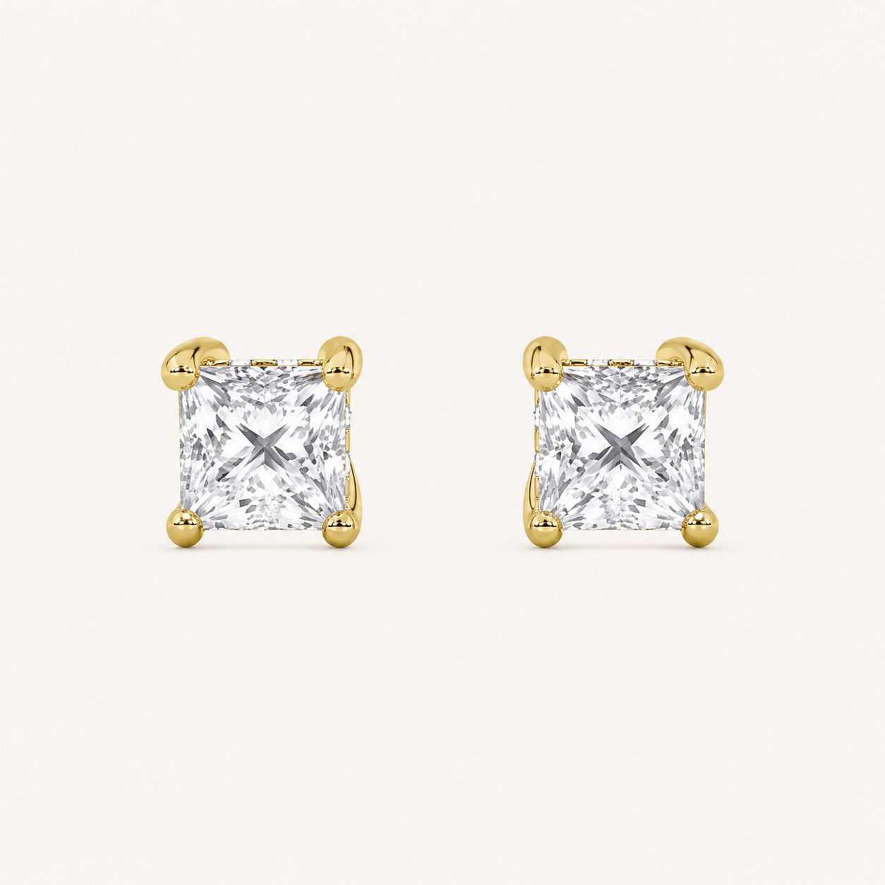 1.25CT Princess Cut Lab Grown Diamond Hidden Halo Stud Earrings