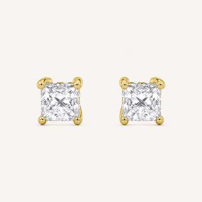 1.25CT Princess Cut Lab Grown Diamond Hidden Halo Stud Earrings