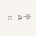 1CT Princess Cut Lab Grown Diamond Hidden Halo Stud Earrings