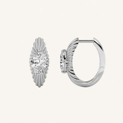 2CT Oval Cut Lab Grown Diamond Huggie Earrings