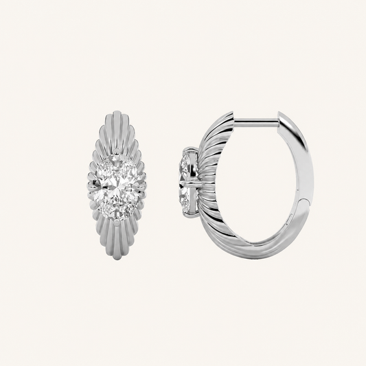 2CT Oval Cut Lab Grown Diamond Huggie Earrings