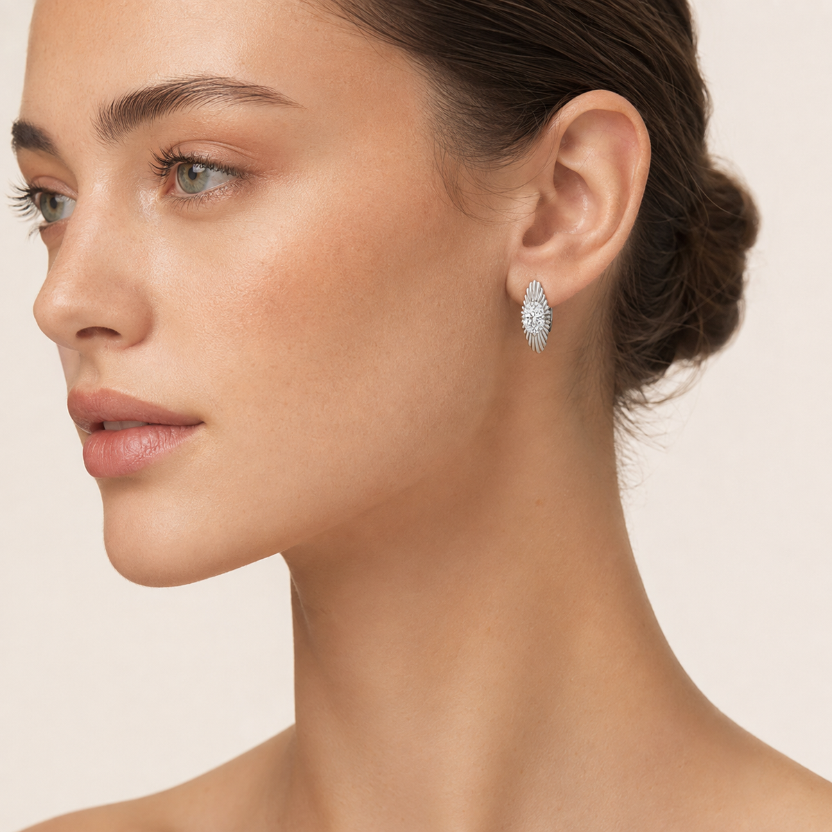 2CT Oval Cut Lab Grown Diamond Huggie Earrings