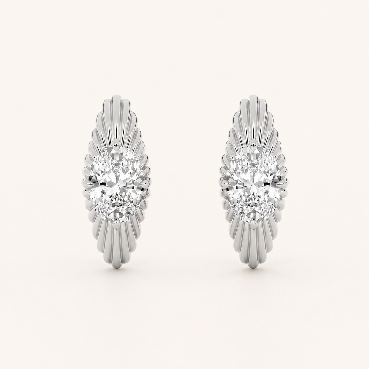 2CT Oval Cut Lab Grown Diamond Huggie Earrings