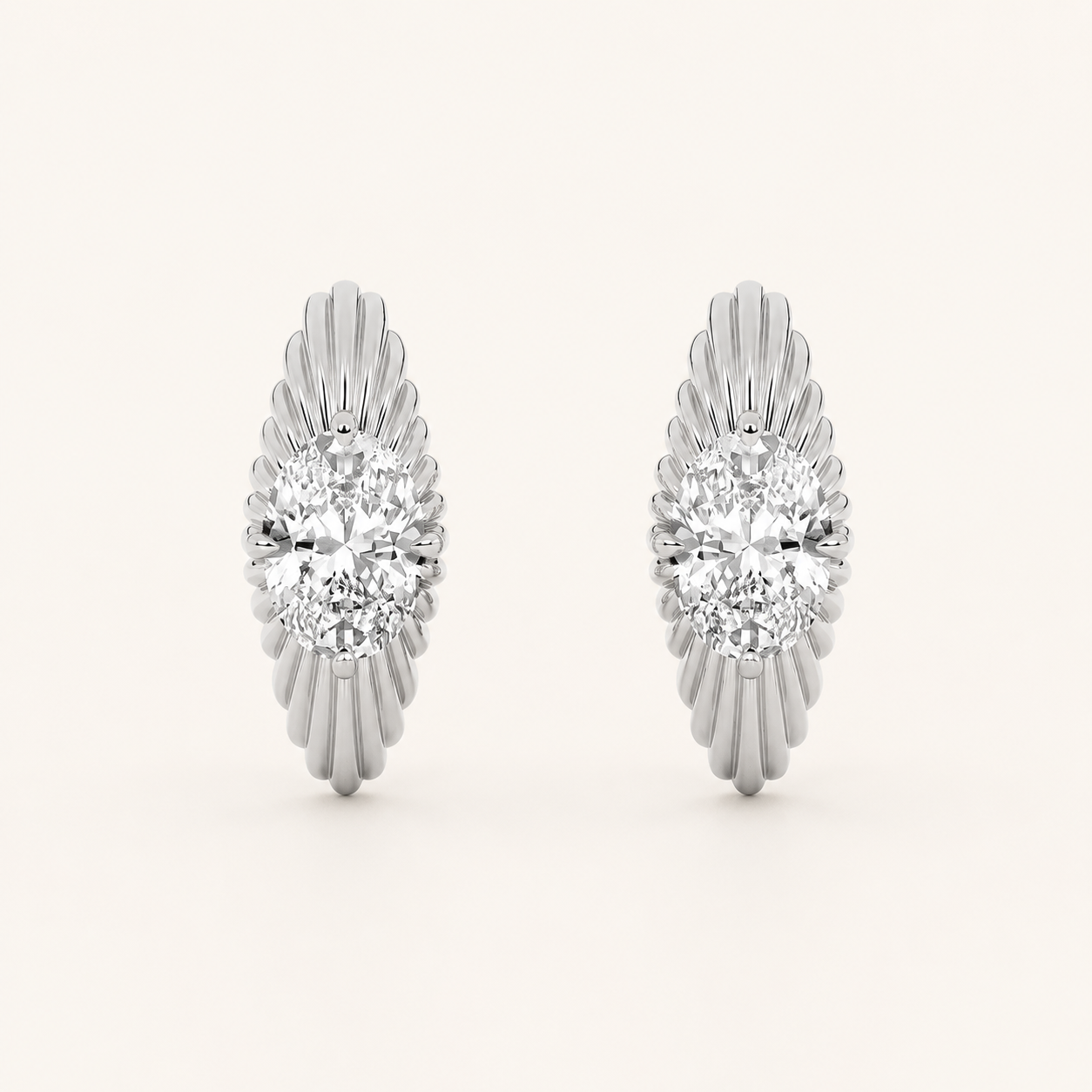 2CT Oval Cut Lab Grown Diamond Huggie Earrings