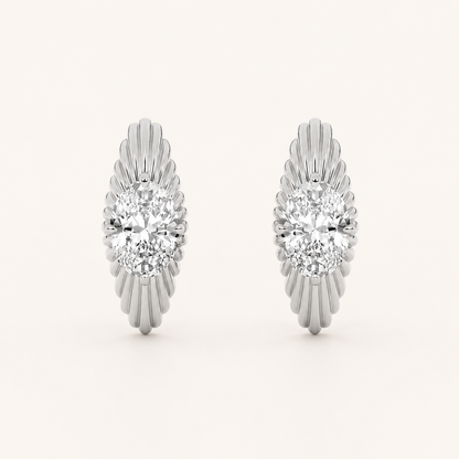 2CT Oval Cut Lab Grown Diamond Huggie Earrings