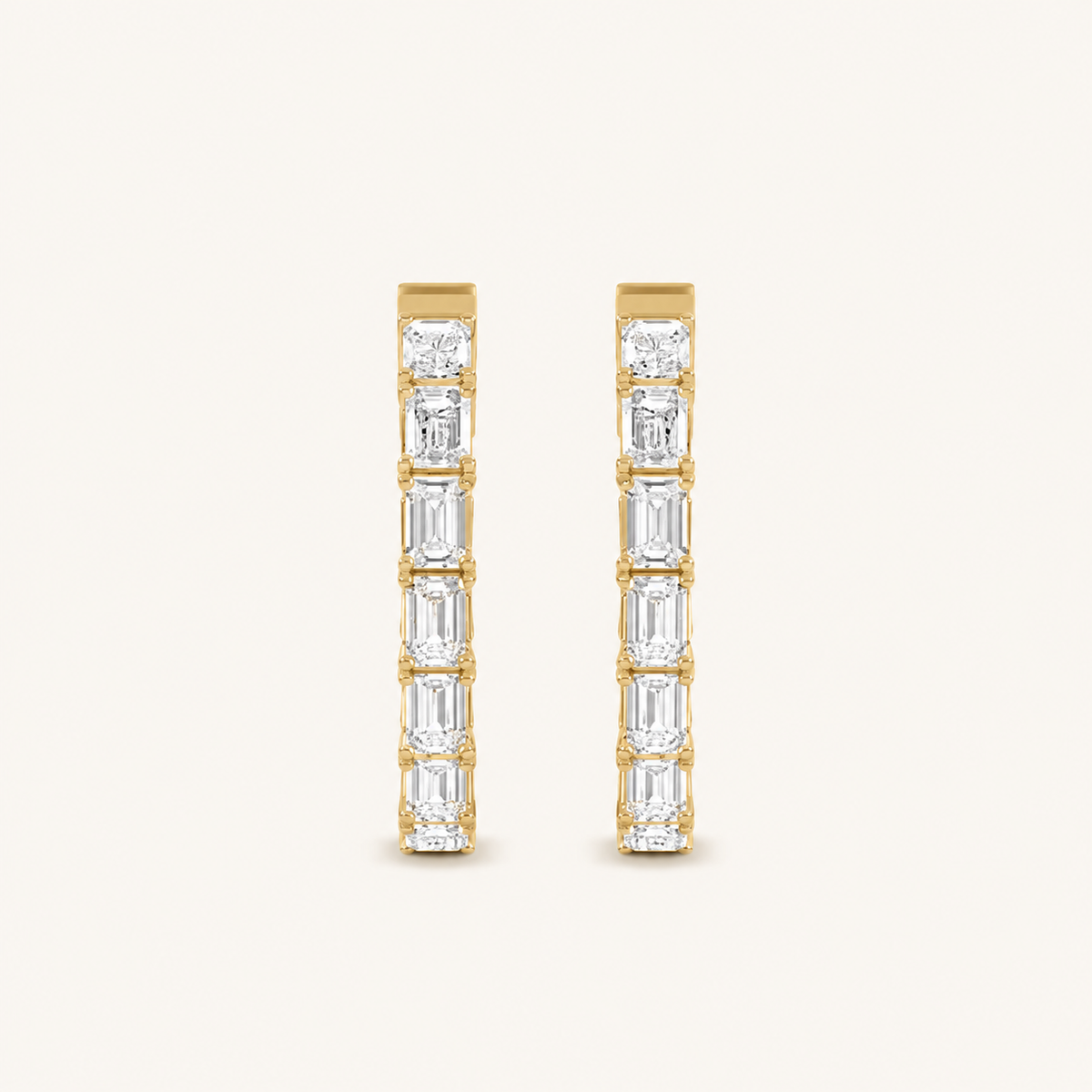 3.5CT Emerald Cut Lab Grown Diamond Inside Out Hoop Earrings
