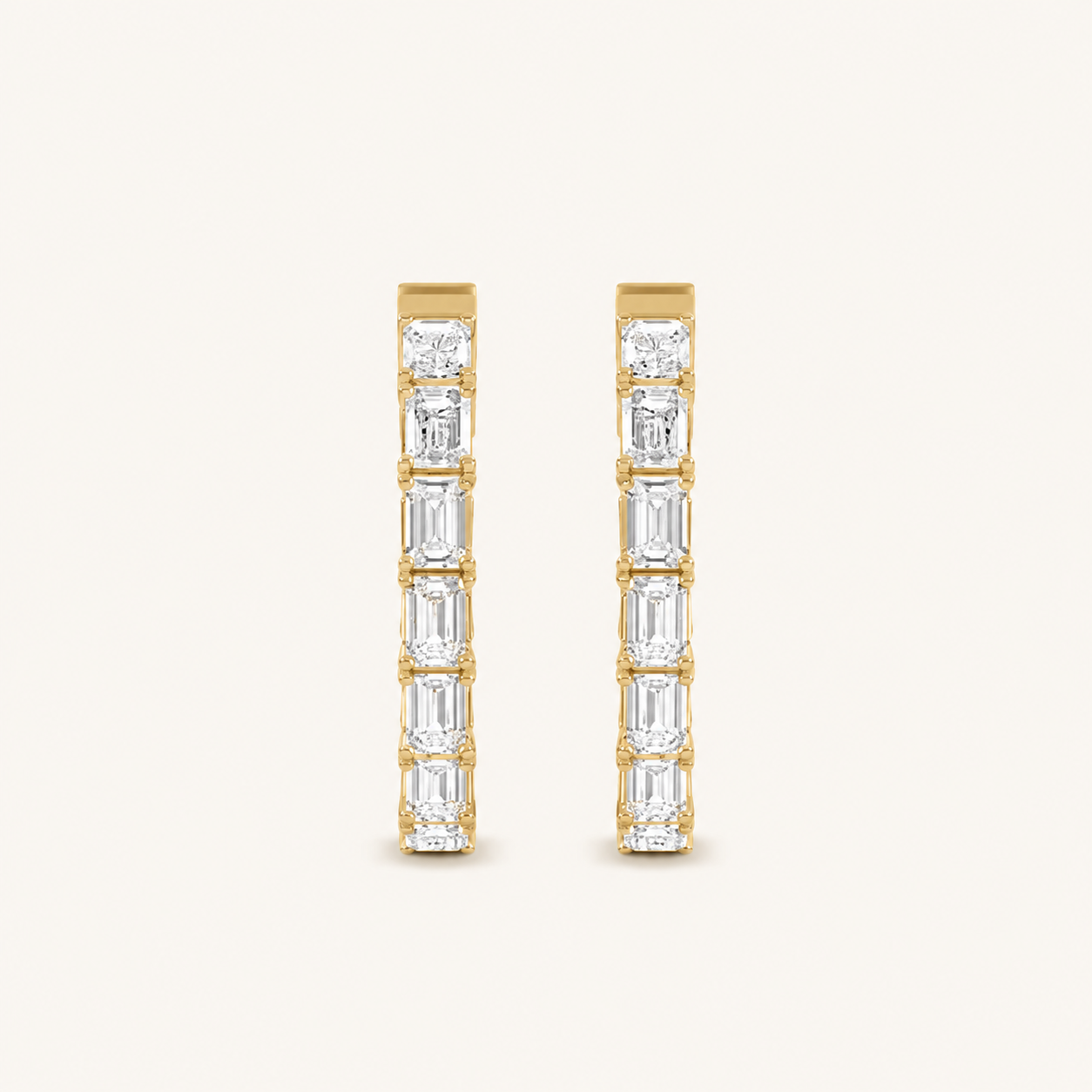 3.5CT Emerald Cut Lab Grown Diamond Inside Out Hoop Earrings