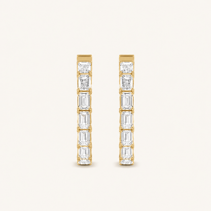 3.5CT Emerald Cut Lab Grown Diamond Inside Out Hoop Earrings
