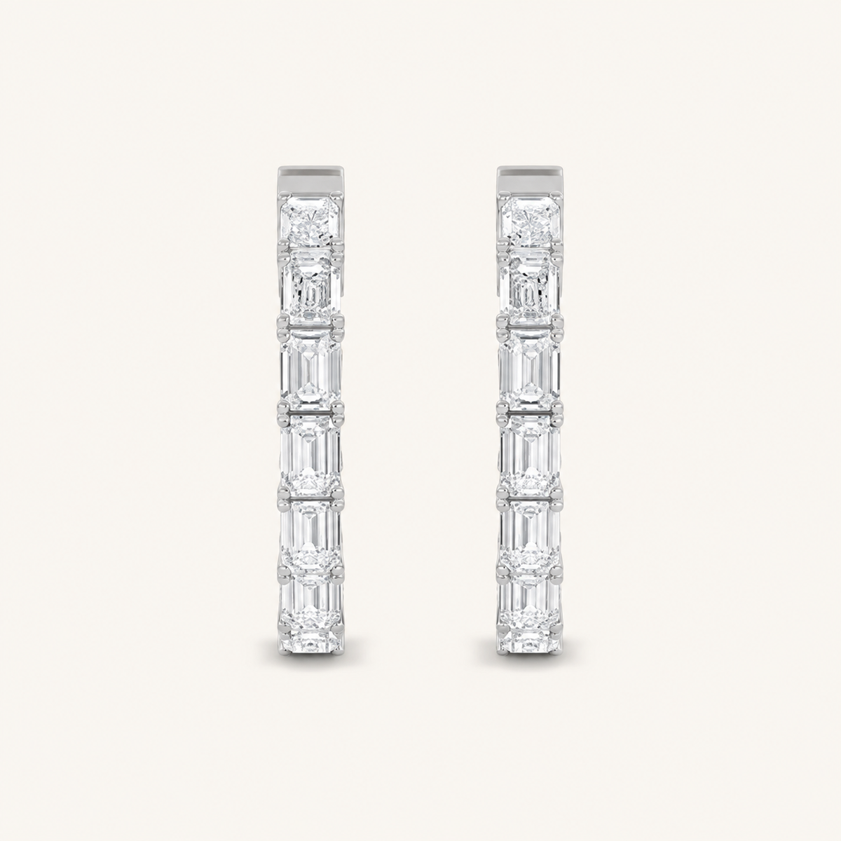 3.5CT Emerald Cut Lab Grown Diamond Inside Out Hoop Earrings