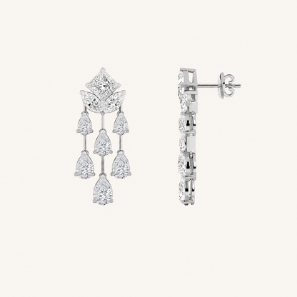 7CT Princess Cut Lab Grown Diamond Dangle Earrings