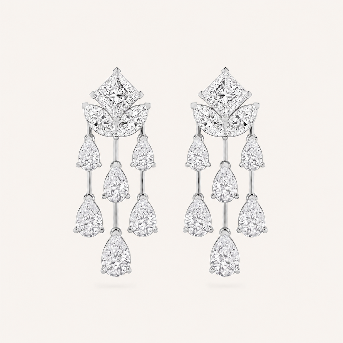7CT Princess Cut Lab Grown Diamond Dangle Earrings