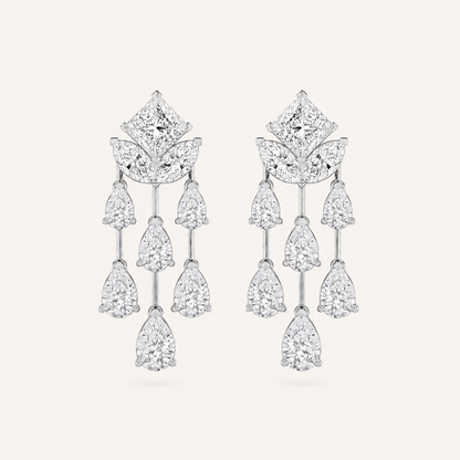 7CT Princess Cut Lab Grown Diamond Dangle Earrings
