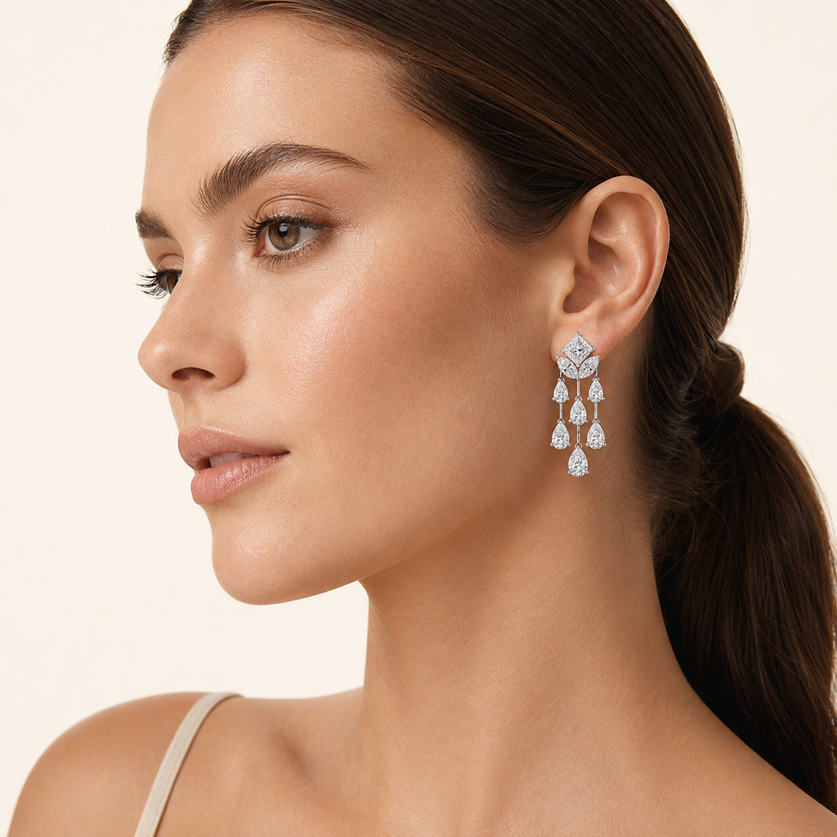 7CT Princess Cut Lab Grown Diamond Dangle Earrings