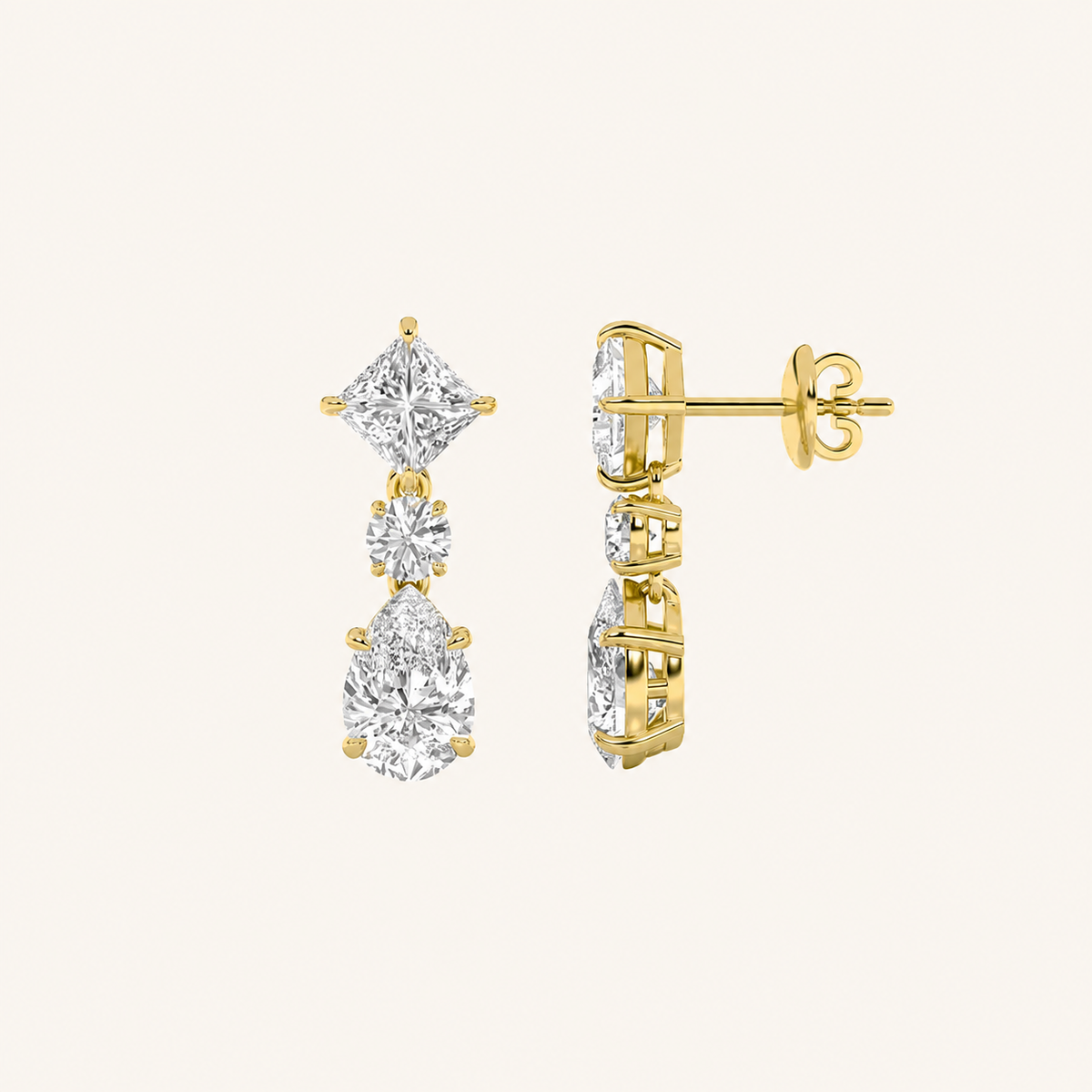 5.5CT Pear Cut Lab Grown Diamond Dangle Earrings