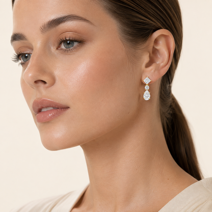 5.5CT Pear Cut Lab Grown Diamond Dangle Earrings