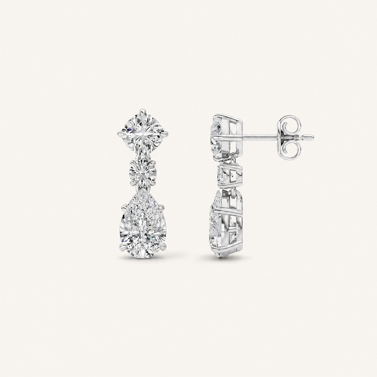5CT Pear Cut Lab Grown Diamond Dangle Earrings