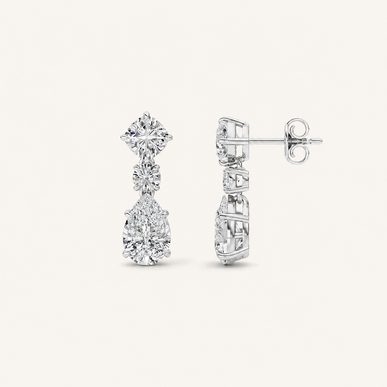 5CT Pear Cut Lab Grown Diamond Dangle Earrings
