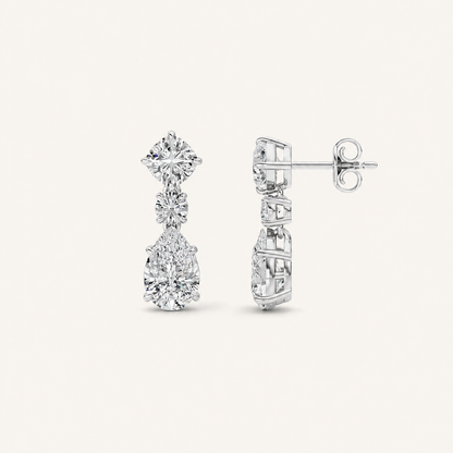 5CT Pear Cut Lab Grown Diamond Dangle Earrings