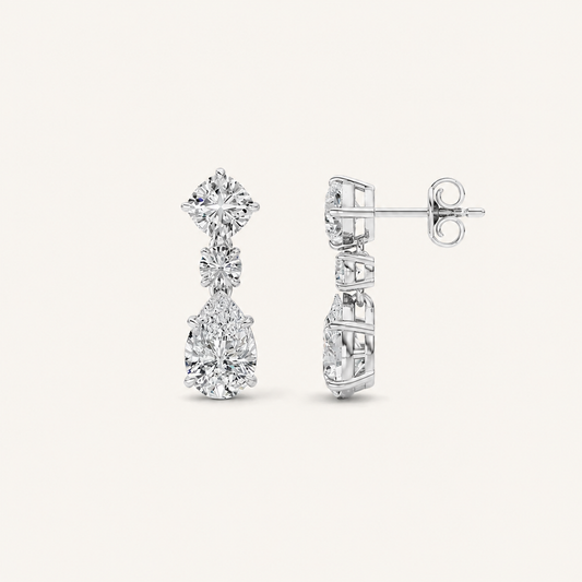 5CT Pear Cut Lab Grown Diamond Dangle Earrings