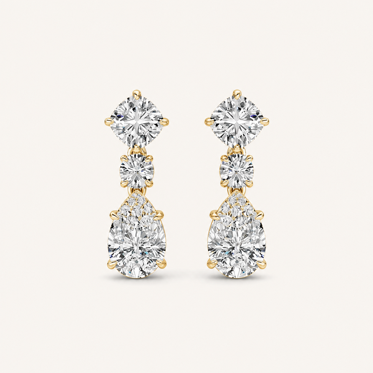 5CT Pear Cut Lab Grown Diamond Dangle Earrings