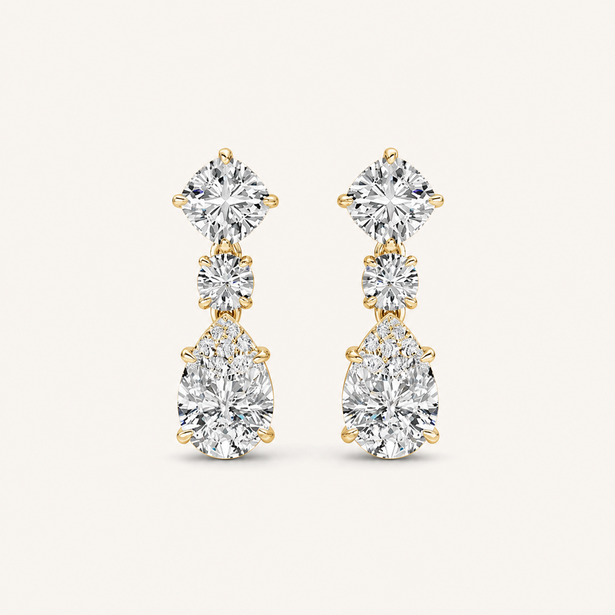 5CT Pear Cut Lab Grown Diamond Dangle Earrings
