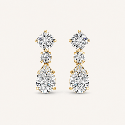 5CT Pear Cut Lab Grown Diamond Dangle Earrings