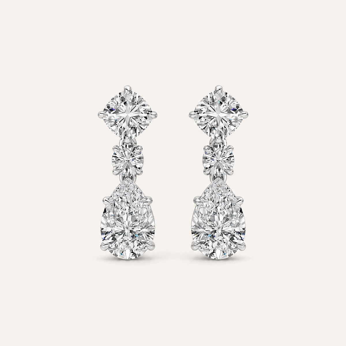 5CT Pear Cut Lab Grown Diamond Dangle Earrings