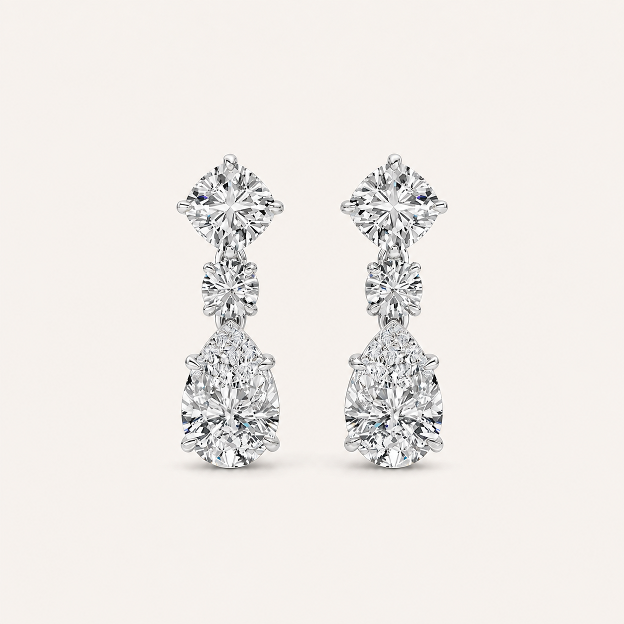 5CT Pear Cut Lab Grown Diamond Dangle Earrings